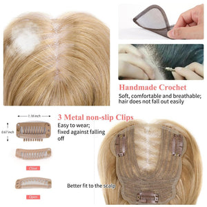 Blonde Women Human Hair Toppers Short Remy Human Hair for Thin Hair Remy Hair Topper 10inch Hair Pieces for Women - Wigtrends