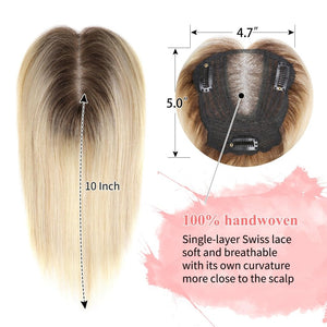 Blonde Women Human Hair Toppers Short Remy Human Hair for Thin Hair Remy Hair Topper 10inch Hair Pieces for Women - Wigtrends