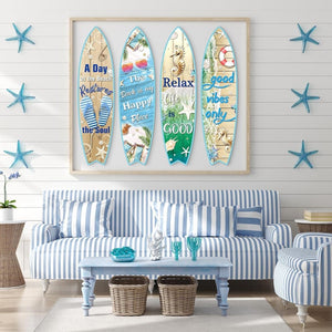 Blulu 4 Pcs Surfboard Wall Decor Surfboard Wall Hanging Sign Wooden Beach Decoration Summer Theme Decor Hawaiian Luau Party Decoration for Home Bar Aloha Tropical Birthday Party(Tiki) - Wigtrends