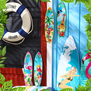Blulu 4 Pcs Surfboard Wall Decor Surfboard Wall Hanging Sign Wooden Beach Decoration Summer Theme Decor Hawaiian Luau Party Decoration for Home Bar Aloha Tropical Birthday Party(Tiki) - Wigtrends