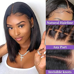 Bob Wig Human Hair 13x4 HD Lace Front Free Part Wigs Lace Frontal Short Straight Bob Wigs - Wigtrends