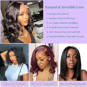 Bob Wig Human Hair13x4 Lace Front Wigs for Black Women Pre Plucked Baby Hair - Wigtrends