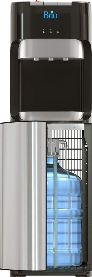 Bottom Loading Water Cooler Dispenser for 5 Gallon Bottles - 3 Temperatures with Hot, Room & Cold Spouts, Child Safety Lock, LED Display with Empty Bottle Alert, Stainless Steel - Wigtrends