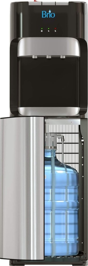 Bottom Loading Water Cooler Dispenser for 5 Gallon Bottles - 3 Temperatures with Hot, Room & Cold Spouts, Child Safety Lock, LED Display with Empty Bottle Alert, Stainless Steel - Wigtrends