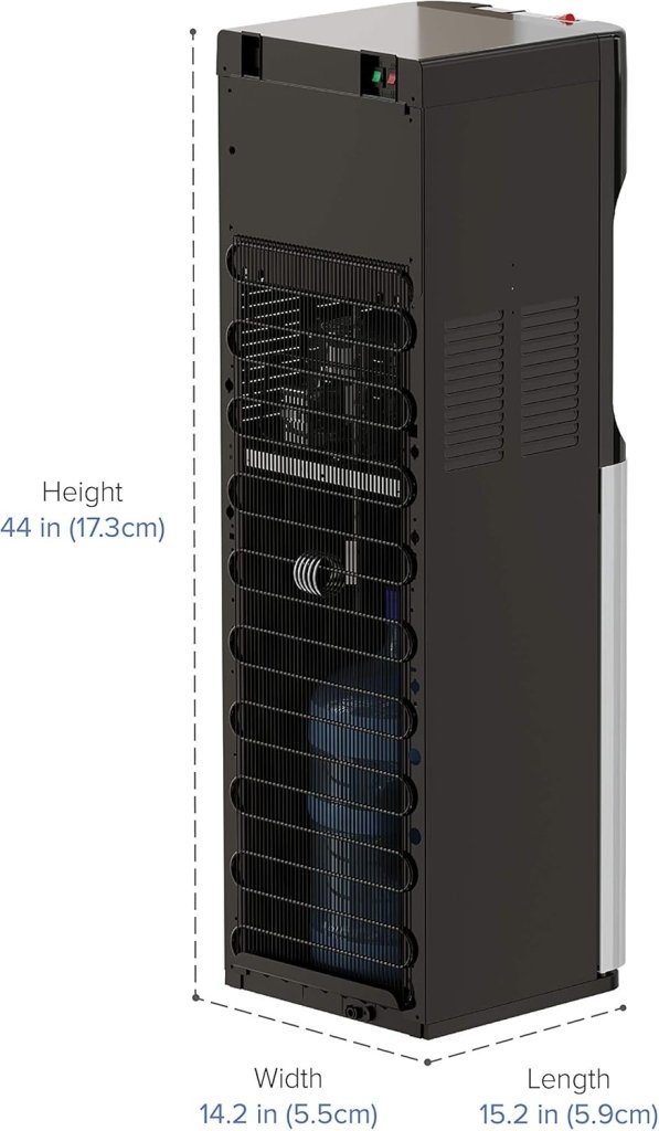 Bottom Loading Water Cooler Dispenser for 5 Gallon Bottles - 3 Temperatures with Hot, Room & Cold Spouts, Child Safety Lock, LED Display with Empty Bottle Alert, Stainless Steel - Wigtrends