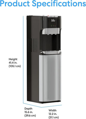 Bottom Loading Water Cooler Dispenser for 5 Gallon Bottles - 3 Temperatures with Hot, Room & Cold Spouts, Child Safety Lock, LED Display with Empty Bottle Alert, Stainless Steel - Wigtrends