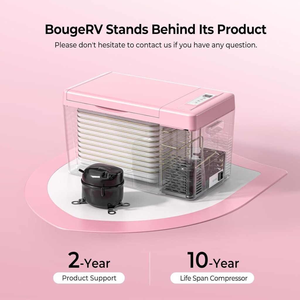 BougeRV 12 Volt Refrigerator 12V Car Fridge 23 Quart Portable Freezer Compressor Cooler 12/24V DC 110~240 Volt AC for Truck Van RV Camper SUV Travel Camping Road Trips Tailgating - 8℉~50℉ - Wigtrends