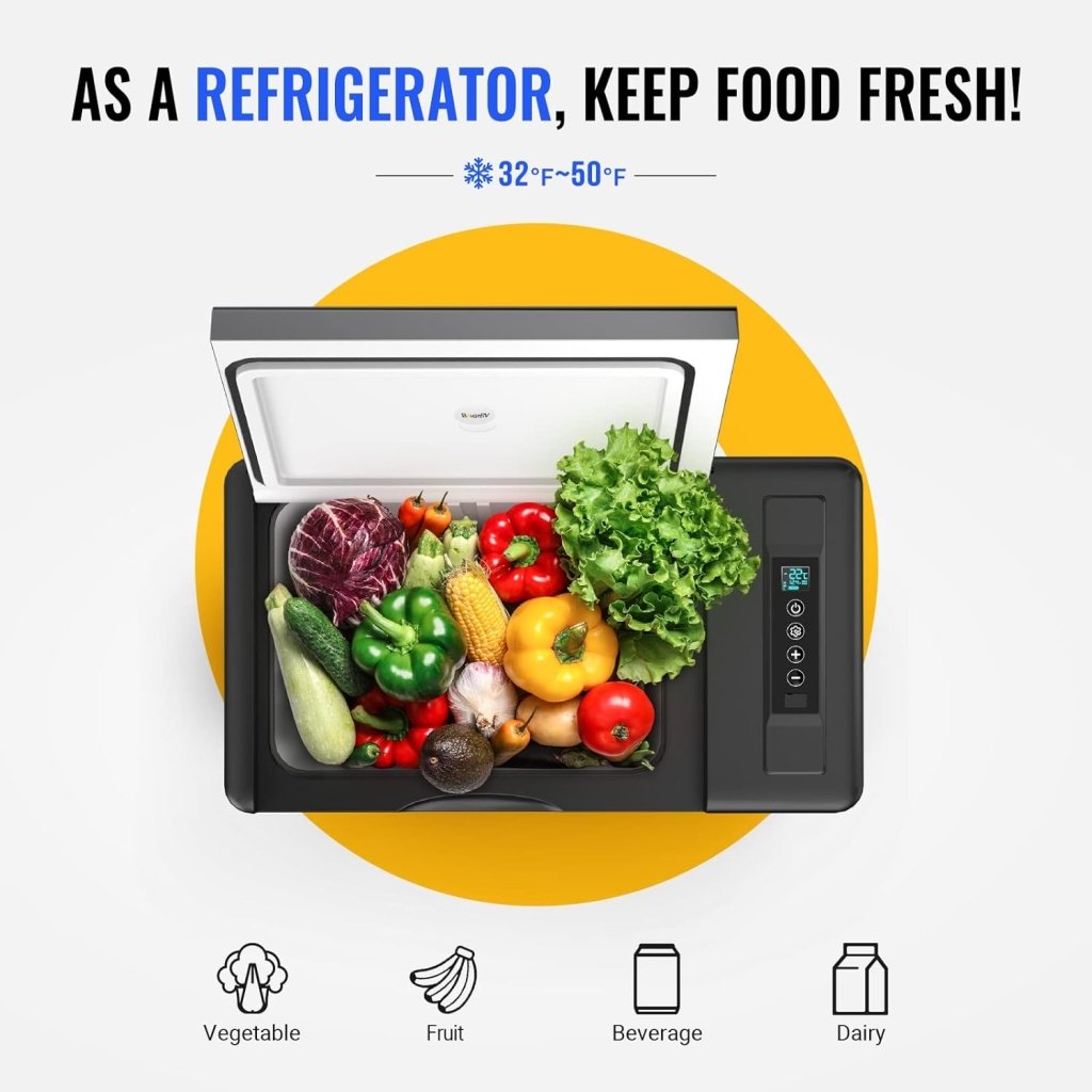 BougeRV 12 Volt Refrigerator 12V Car Fridge 23 Quart Portable Freezer Compressor Cooler 12/24V DC 110~240 Volt AC for Truck Van RV Camper SUV Travel Camping Road Trips Tailgating - 8℉~50℉ - Wigtrends