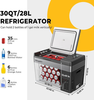 BougeRV 12 Volt Refrigerator 12V Car Fridge 23 Quart Portable Freezer Compressor Cooler 12/24V DC 110~240 Volt AC for Truck Van RV Camper SUV Travel Camping Road Trips Tailgating - 8℉~50℉ - Wigtrends
