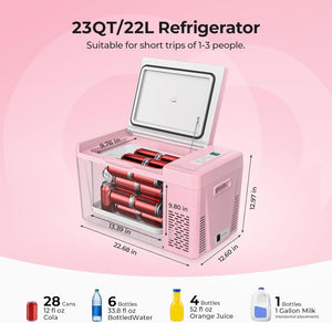 BougeRV 12 Volt Refrigerator 12V Car Fridge 23 Quart Portable Freezer Compressor Cooler 12/24V DC 110~240 Volt AC for Truck Van RV Camper SUV Travel Camping Road Trips Tailgating - 8℉~50℉ - Wigtrends