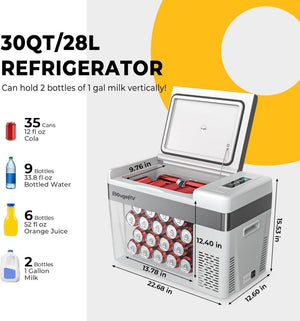 BougeRV 12 Volt Refrigerator 12V Car Fridge 23 Quart Portable Freezer Compressor Cooler 12/24V DC 110~240 Volt AC for Truck Van RV Camper SUV Travel Camping Road Trips Tailgating - 8℉~50℉ - Wigtrends