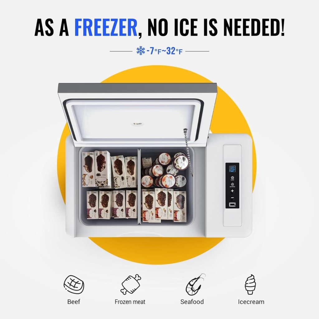 BougeRV 12 Volt Refrigerator 12V Car Fridge 23 Quart Portable Freezer Compressor Cooler 12/24V DC 110~240 Volt AC for Truck Van RV Camper SUV Travel Camping Road Trips Tailgating - 8℉~50℉ - Wigtrends