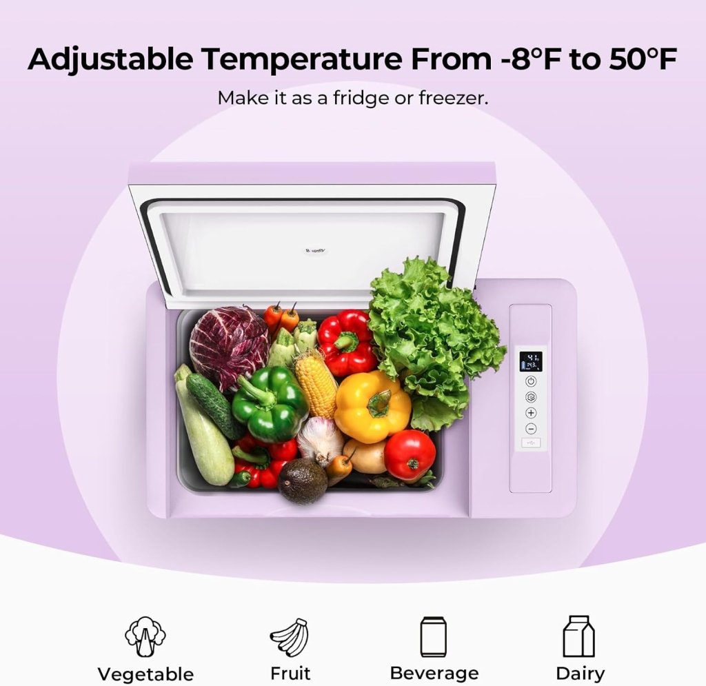 BougeRV 12 Volt Refrigerator 12V Car Fridge 23 Quart Portable Freezer Compressor Cooler 12/24V DC 110~240 Volt AC for Truck Van RV Camper SUV Travel Camping Road Trips Tailgating - 8℉~50℉ - Wigtrends