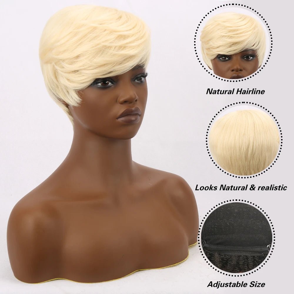 Boy Cut Synthetic Wigs with Bangs - Wigtrends