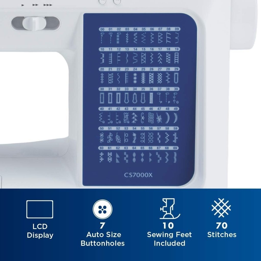 Brother CS7000X Computerized Sewing and Quilting Machine, 70 Built - in Stitches, LCD Display, Wide Table, 10 Included Feet - Wigtrends