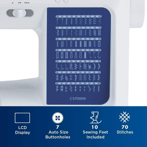 Brother CS7000X Computerized Sewing and Quilting Machine, 70 Built - in Stitches, LCD Display, Wide Table, 10 Included Feet - Wigtrends