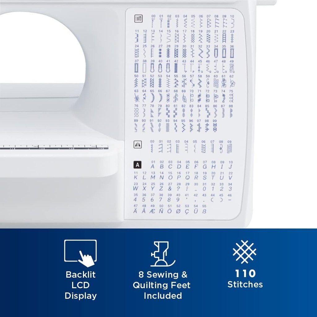 Brother Sewing and Quilting Machine, Computerized, 165 Built - in Stitches, LCD Display, Wide Table, 8 Included Presser Feet, White, 20x12x17 - Wigtrends