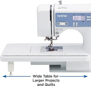 Brother Sewing and Quilting Machine, Computerized, 165 Built - in Stitches, LCD Display, Wide Table, 8 Included Presser Feet, White, 20x12x17 - Wigtrends