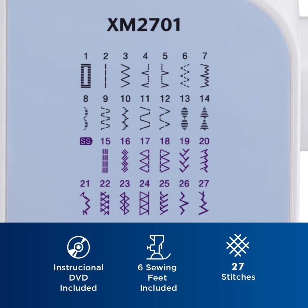 Brother XM2701 Sewing Machine, Lightweight, Full Featured, 27 Stitches, 6 Included Feet - Wigtrends