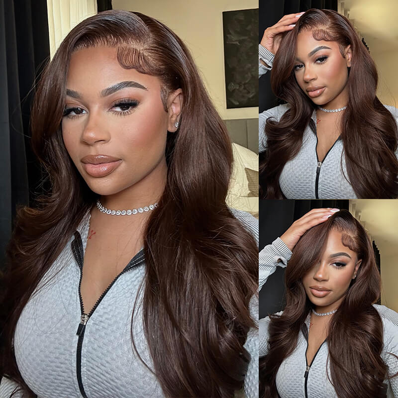 Brown Color Wig Glueless Lace Closure Wig Body Wave Hair - Wigtrends