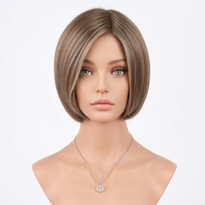 Brown Highlight Blend 5x5 Glueless Closure Lace Wig Short Bob Human Hair Wigs - Wigtrends