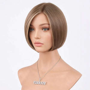 Brown Highlight Blend 5x5 Glueless Closure Lace Wig Short Bob Human Hair Wigs - Wigtrends