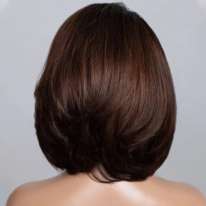 Brown Highlights Layered Cut Bob Wigs - Wigtrends