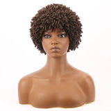 Brown Kinky Curly Synthetic Short Bob Wig - Wigtrends