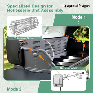 Captiva Designs 4 - Burner Propane Gas BBQ Grill with Side Burner & Porcelain - Enameled Cast Iron Grates, 42,000 BTU Output Stainless Steel Grill for Outdoor Cooking Kitchen and Patio Backyard Barbecue - Wigtrends
