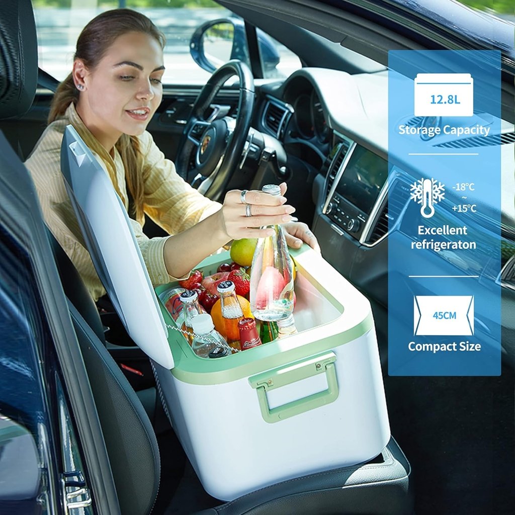 Car Fridge Portable 12 Volt Refrigerator 23 Quart (22 Liter) Freezer Compressor Cooler 12V/24V DC 110～240 V AC for Outdoor, Camping, Travel, Home Use - 18℃~+15℃ (Green) - Wigtrends