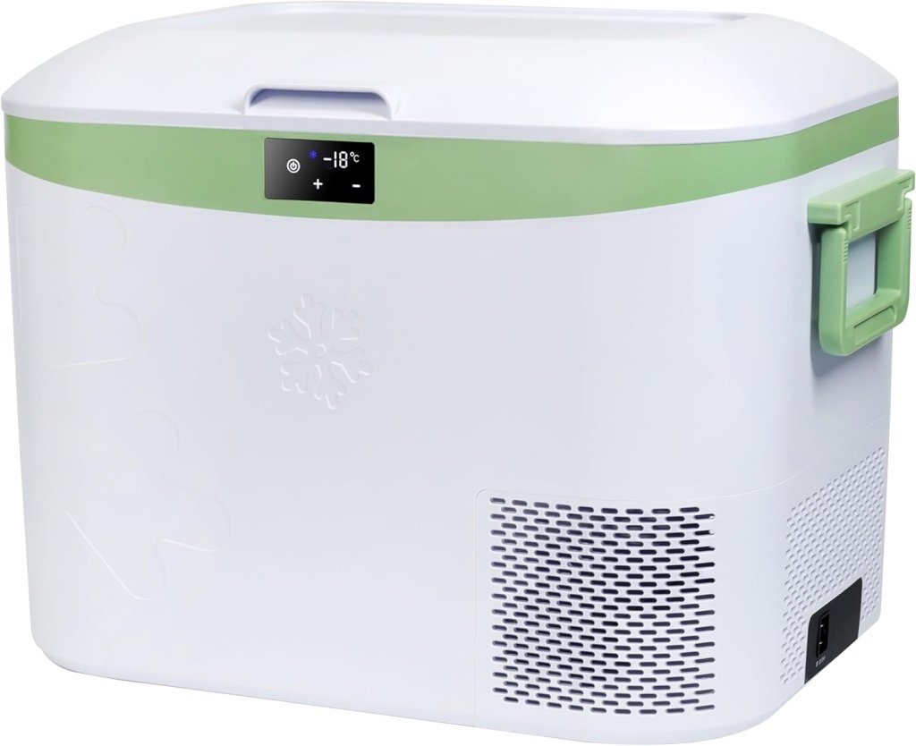 Car Fridge Portable 12 Volt Refrigerator 23 Quart (22 Liter) Freezer Compressor Cooler 12V/24V DC 110～240 V AC for Outdoor, Camping, Travel, Home Use - 18℃~+15℃ (Green) - Wigtrends