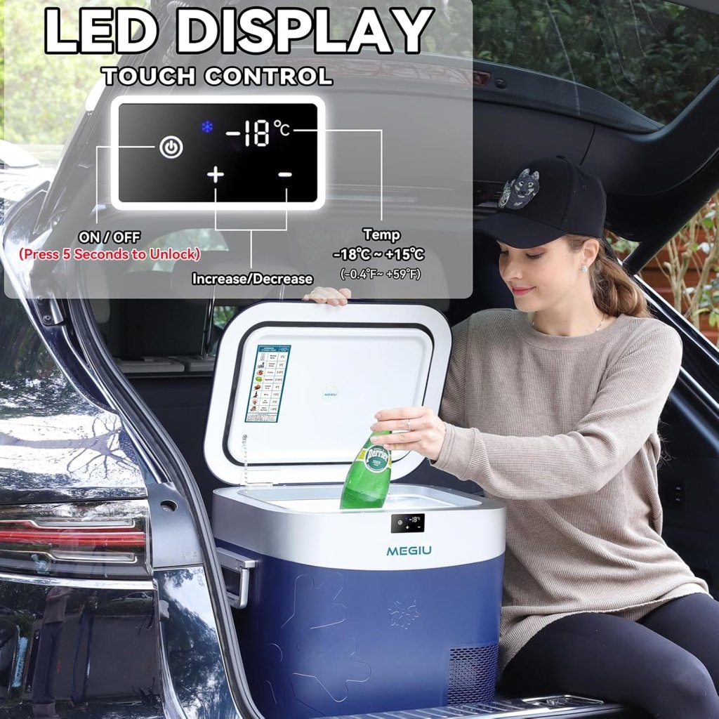 Car Fridge Portable 12 Volt Refrigerator 23 Quart (22 Liter) Freezer Compressor Cooler 12V/24V DC 110～240 V AC for Outdoor, Camping, Travel, Home Use - 18℃~+15℃ (Green) - Wigtrends