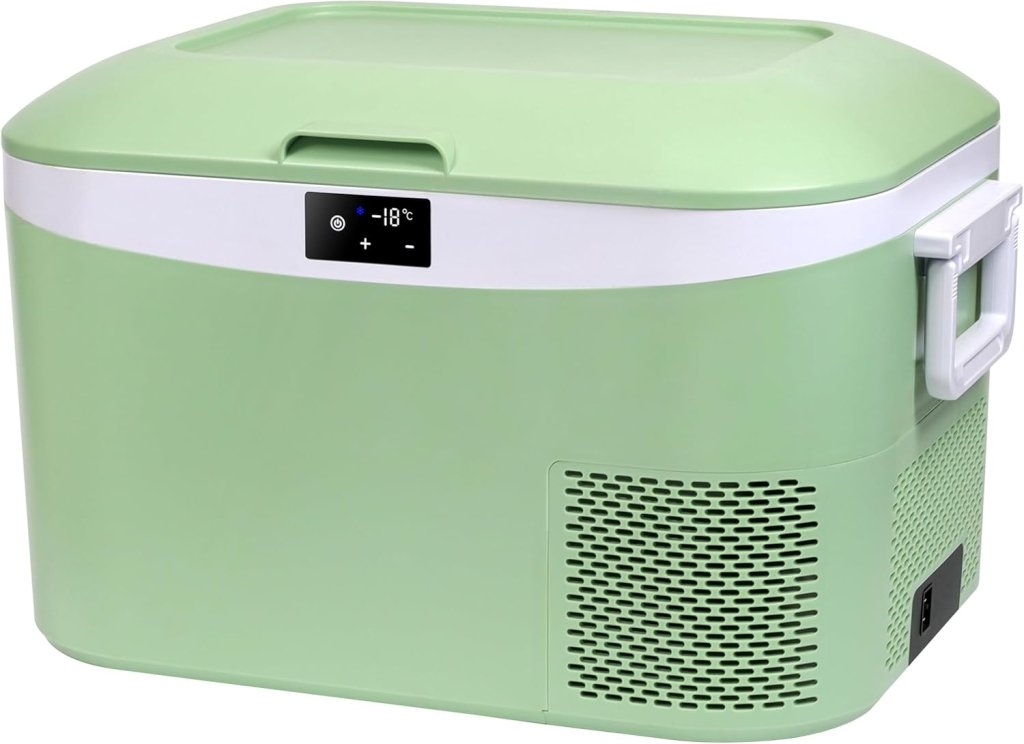 Car Fridge Portable 12 Volt Refrigerator 23 Quart (22 Liter) Freezer Compressor Cooler 12V/24V DC 110～240 V AC for Outdoor, Camping, Travel, Home Use - 18℃~+15℃ (Green) - Wigtrends