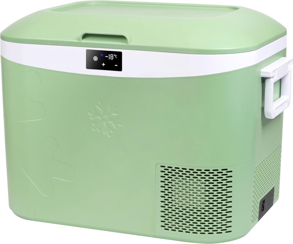 Car Fridge Portable 12 Volt Refrigerator 23 Quart (22 Liter) Freezer Compressor Cooler 12V/24V DC 110～240 V AC for Outdoor, Camping, Travel, Home Use - 18℃~+15℃ (Green) - Wigtrends