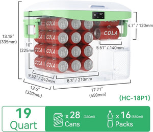 Car Fridge Portable 12 Volt Refrigerator 23 Quart (22 Liter) Freezer Compressor Cooler 12V/24V DC 110～240 V AC for Outdoor, Camping, Travel, Home Use - 18℃~+15℃ (Green) - Wigtrends