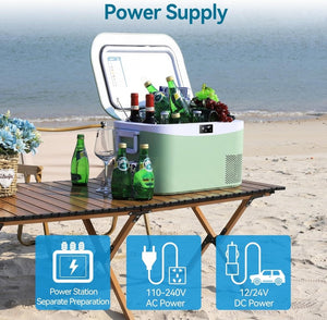 Car Fridge Portable 12 Volt Refrigerator 23 Quart (22 Liter) Freezer Compressor Cooler 12V/24V DC 110～240 V AC for Outdoor, Camping, Travel, Home Use - 18℃~+15℃ (Green) - Wigtrends