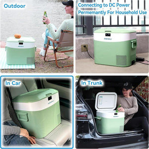 Car Fridge Portable 12 Volt Refrigerator 23 Quart (22 Liter) Freezer Compressor Cooler 12V/24V DC 110～240 V AC for Outdoor, Camping, Travel, Home Use - 18℃~+15℃ (Green) - Wigtrends