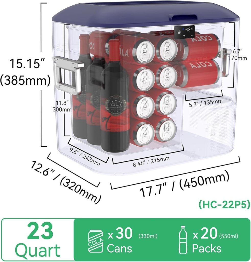Car Fridge Portable 12 Volt Refrigerator 23 Quart (22 Liter) Freezer Compressor Cooler 12V/24V DC 110～240 V AC for Outdoor, Camping, Travel, Home Use - 18℃~+15℃ (Green) - Wigtrends