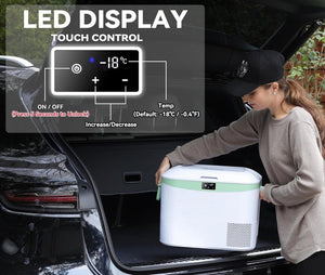 Car Fridge Portable 12 Volt Refrigerator 23 Quart (22 Liter) Freezer Compressor Cooler 12V/24V DC 110～240 V AC for Outdoor, Camping, Travel, Home Use - 18℃~+15℃ (Green) - Wigtrends