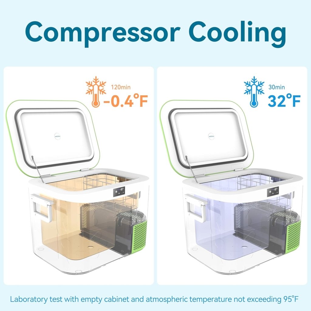 Car Fridge Portable 12 Volt Refrigerator 23 Quart (22 Liter) Freezer Compressor Cooler 12V/24V DC 110～240 V AC for Outdoor, Camping, Travel, Home Use - 18℃~+15℃ (Green) - Wigtrends