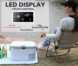 Car Fridge Portable 12 Volt Refrigerator 23 Quart (22 Liter) Freezer Compressor Cooler 12V/24V DC 110～240 V AC for Outdoor, Camping, Travel, Home Use - 18℃~+15℃ (Green) - Wigtrends