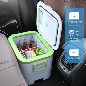 Car Fridge Portable 12 Volt Refrigerator 23 Quart (22 Liter) Freezer Compressor Cooler 12V/24V DC 110～240 V AC for Outdoor, Camping, Travel, Home Use - 18℃~+15℃ (Green) - Wigtrends