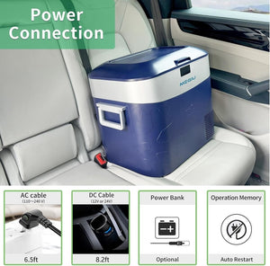 Car Fridge Portable 12 Volt Refrigerator 23 Quart (22 Liter) Freezer Compressor Cooler 12V/24V DC 110～240 V AC for Outdoor, Camping, Travel, Home Use - 18℃~+15℃ (Green) - Wigtrends