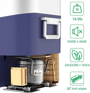 Car Fridge Portable 12 Volt Refrigerator 23 Quart (22 Liter) Freezer Compressor Cooler 12V/24V DC 110～240 V AC for Outdoor, Camping, Travel, Home Use - 18℃~+15℃ (Green) - Wigtrends