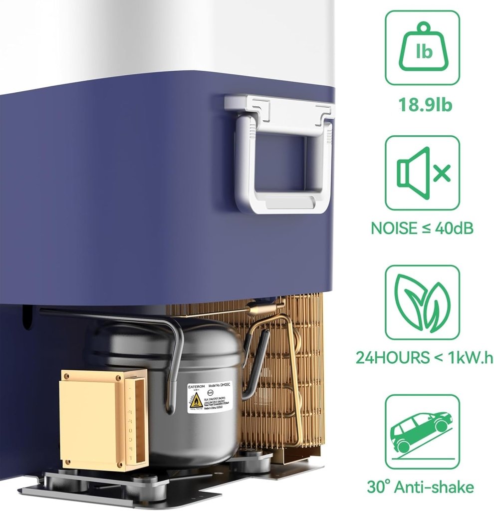 Car Fridge Portable 12 Volt Refrigerator 23 Quart (22 Liter) Freezer Compressor Cooler 12V/24V DC 110～240 V AC for Outdoor, Camping, Travel, Home Use - 18℃~+15℃ (Green) - Wigtrends
