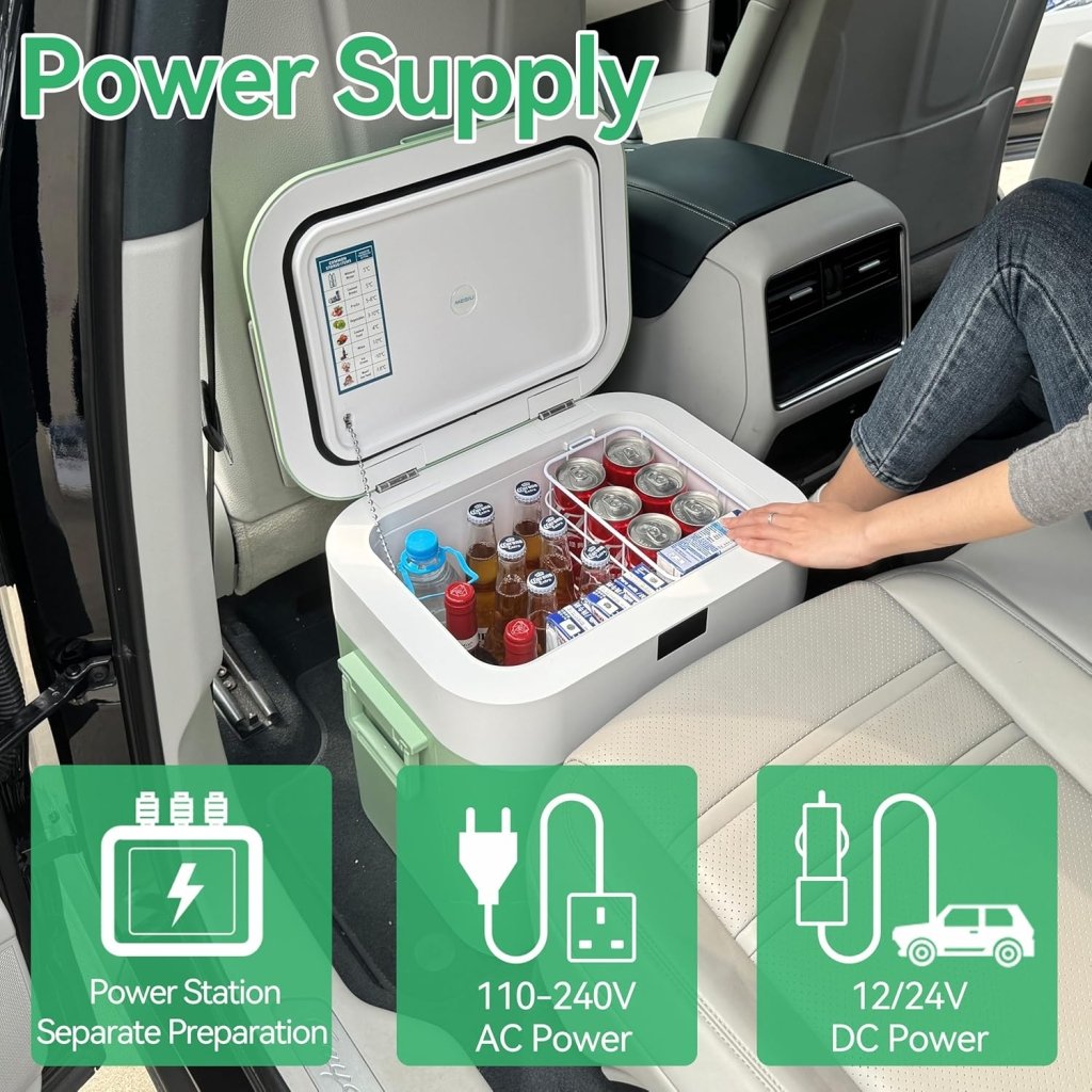 Car Fridge Portable 12 Volt Refrigerator 23 Quart (22 Liter) Freezer Compressor Cooler 12V/24V DC 110～240 V AC for Outdoor, Camping, Travel, Home Use - 18℃~+15℃ (Green) - Wigtrends