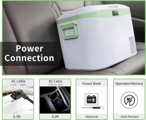 Car Fridge Portable 12 Volt Refrigerator 23 Quart (22 Liter) Freezer Compressor Cooler 12V/24V DC 110～240 V AC for Outdoor, Camping, Travel, Home Use - 18℃~+15℃ (Green) - Wigtrends