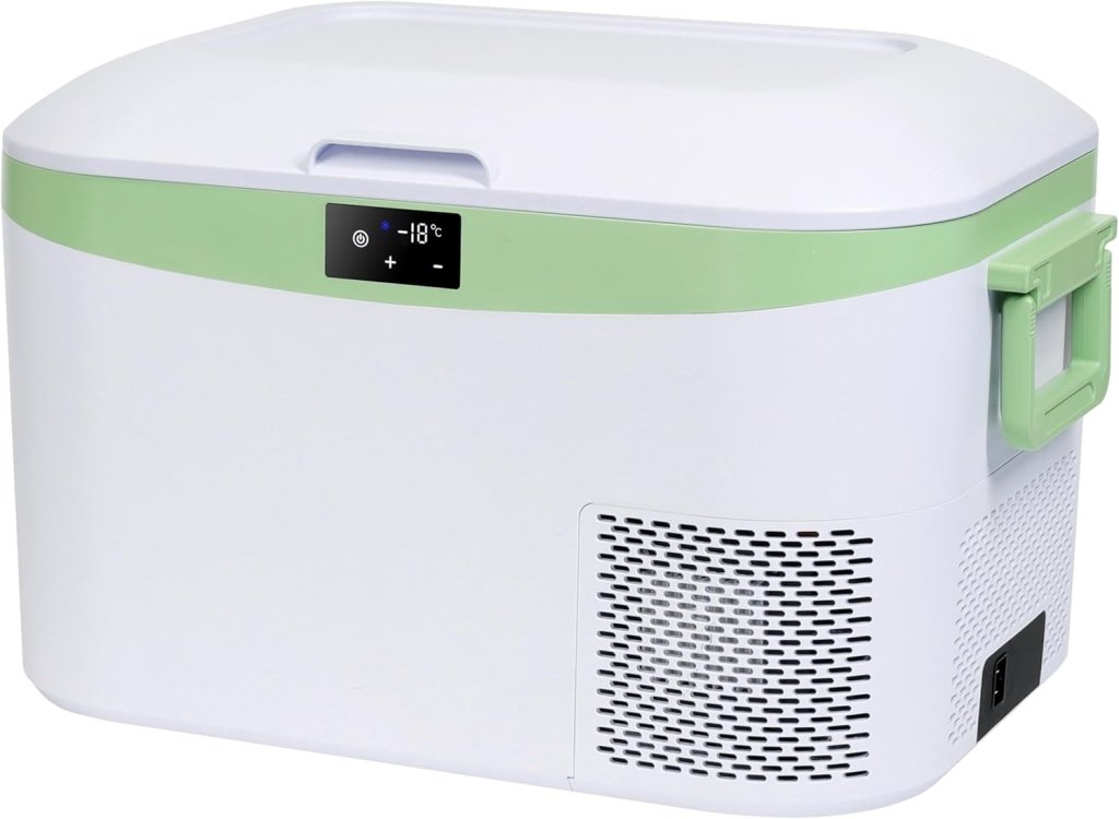 Car Fridge Portable 12 Volt Refrigerator 23 Quart (22 Liter) Freezer Compressor Cooler 12V/24V DC 110～240 V AC for Outdoor, Camping, Travel, Home Use - 18℃~+15℃ (Green) - Wigtrends