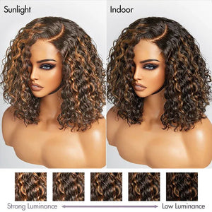 Casual Blonde Highlights Curly Lace Wigs - Wigtrends