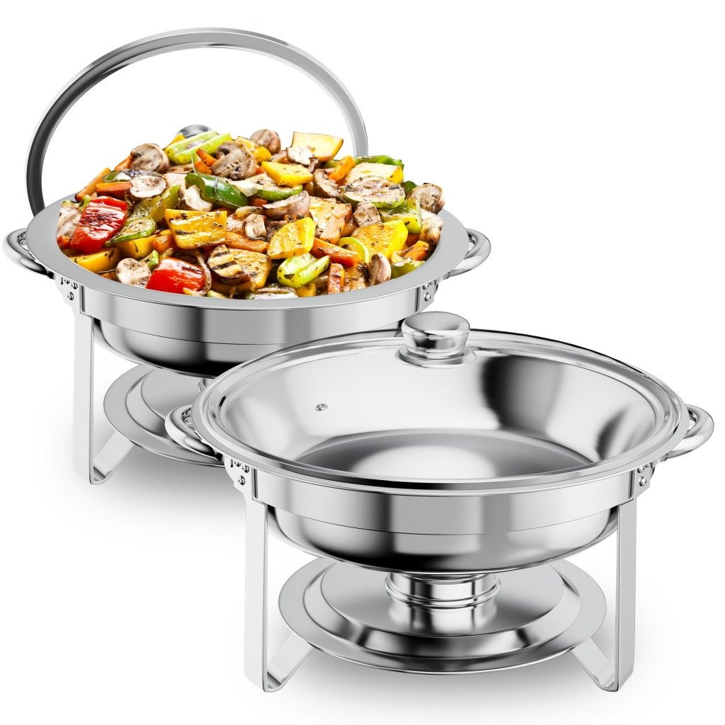Chafing Dish Buffet Set Round Chafers and Buffet Warmers Sets 4 Pack - Wigtrends